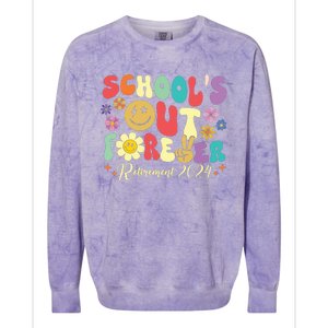 Schools Out Forever Retirement 2024 Retired Teacher Summer Colorblast Crewneck Sweatshirt