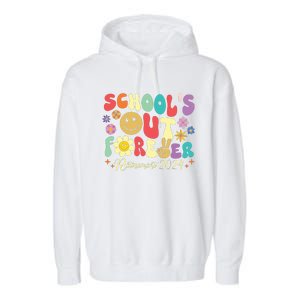 Schools Out Forever Retirement 2024 Retired Teacher Summer Garment-Dyed Fleece Hoodie