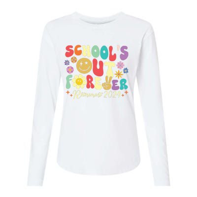 Schools Out Forever Retirement 2024 Retired Teacher Summer Womens Cotton Relaxed Long Sleeve T-Shirt