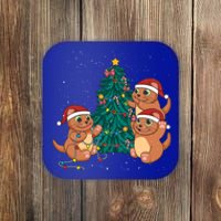 Sea Otter Family Decorating Christmas Tree Merry Xmas Meaningful Gift Coaster