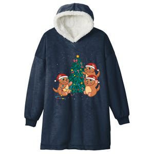 Sea Otter Family Decorating Christmas Tree Merry Xmas Meaningful Gift Hooded Wearable Blanket