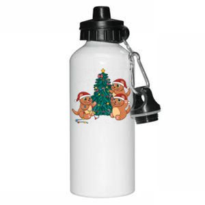 Sea Otter Family Decorating Christmas Tree Merry Xmas Meaningful Gift Aluminum Water Bottle