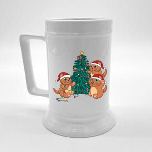 Sea Otter Family Decorating Christmas Tree Merry Xmas Meaningful Gift Beer Stein