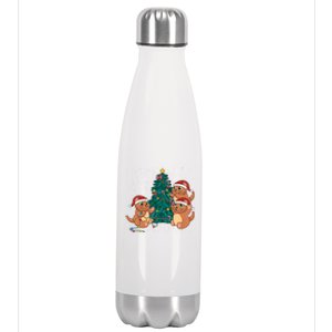 Sea Otter Family Decorating Christmas Tree Merry Xmas Meaningful Gift Stainless Steel Insulated Water Bottle