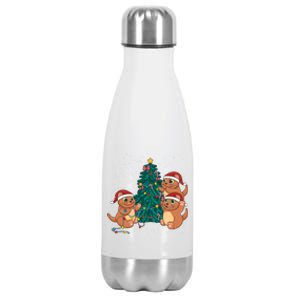 Sea Otter Family Decorating Christmas Tree Merry Xmas Meaningful Gift Stainless Steel Insulated Water Bottle