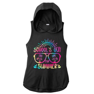 School's Out For Summer Tie Dye Ladies PosiCharge Tri-Blend Wicking Draft Hoodie Tank