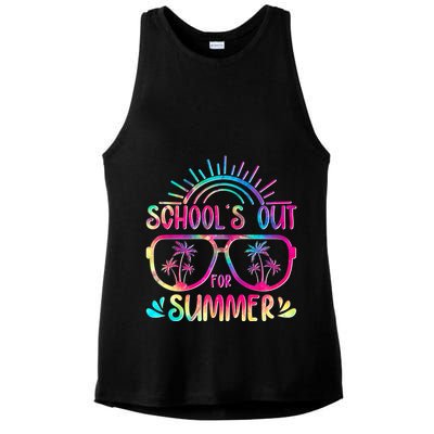 School's Out For Summer Tie Dye Ladies PosiCharge Tri-Blend Wicking Tank