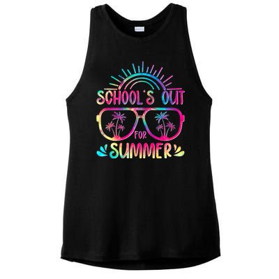 School's Out For Summer Tie Dye Ladies PosiCharge Tri-Blend Wicking Tank