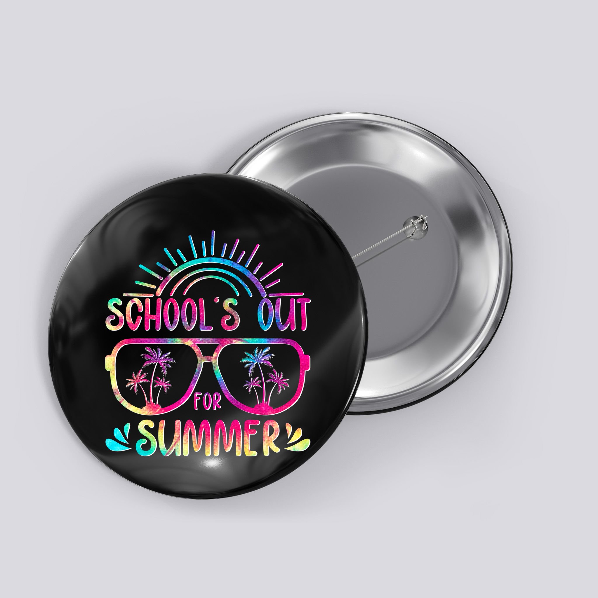 School's Out For Summer Tie Dye Button
