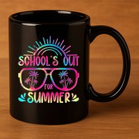 School's Out For Summer Tie Dye 11oz C Handle Ceramic Mug
