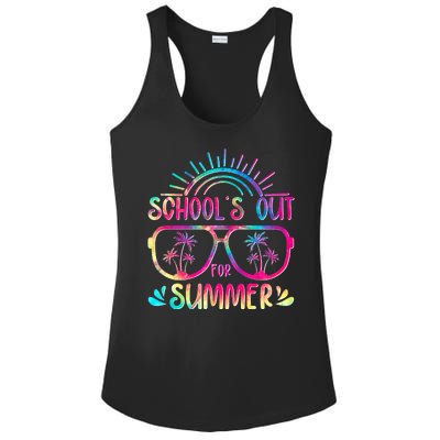 School's Out For Summer Tie Dye Ladies PosiCharge Competitor Racerback Tank