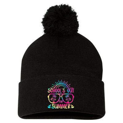 School's Out For Summer Tie Dye Pom Pom 12in Knit Beanie