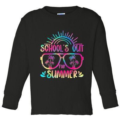 School's Out For Summer Tie Dye Toddler Long Sleeve Shirt