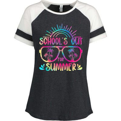 School's Out For Summer Tie Dye Enza Ladies Jersey Colorblock Tee