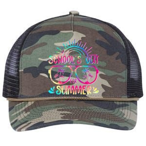 School's Out For Summer Tie Dye Retro Rope Trucker Hat Cap