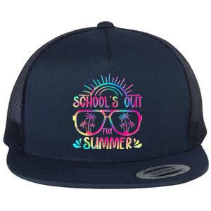 School's Out For Summer Tie Dye Flat Bill Trucker Hat