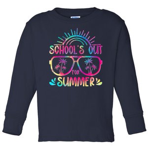 School's Out For Summer Tie Dye Toddler Long Sleeve Shirt