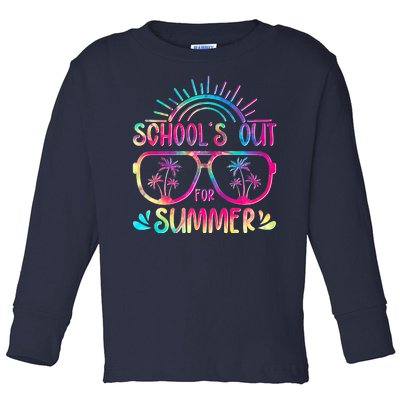 School's Out For Summer Tie Dye Toddler Long Sleeve Shirt