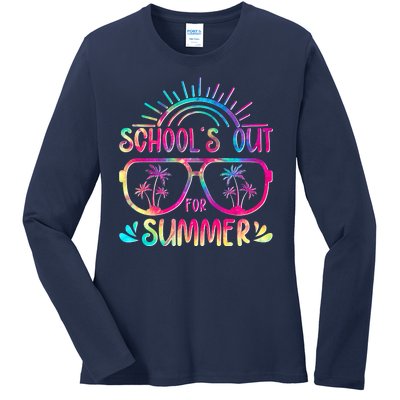 School's Out For Summer Tie Dye Ladies Long Sleeve Shirt