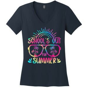 School's Out For Summer Tie Dye Women's V-Neck T-Shirt