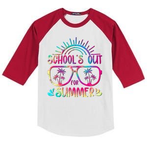 School's Out For Summer Tie Dye Kids Colorblock Raglan Jersey