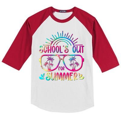 School's Out For Summer Tie Dye Kids Colorblock Raglan Jersey