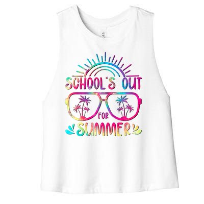 School's Out For Summer Tie Dye Women's Racerback Cropped Tank