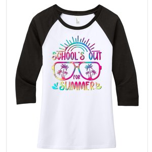 School's Out For Summer Tie Dye Women's Tri-Blend 3/4-Sleeve Raglan Shirt