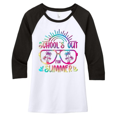 School's Out For Summer Tie Dye Women's Tri-Blend 3/4-Sleeve Raglan Shirt