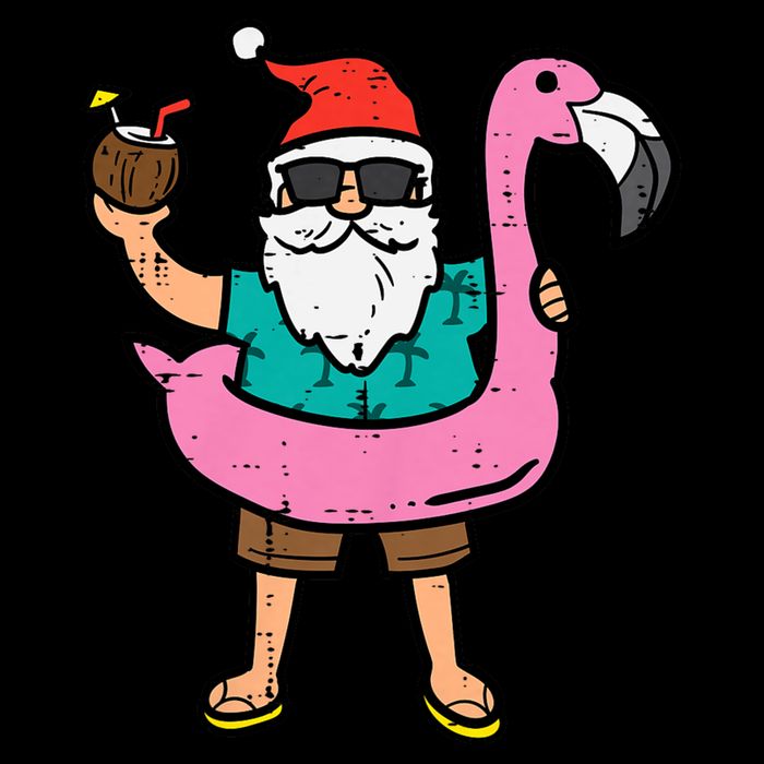 Santa On Flamingo Floatie Cute Christmas In July Xmas Summer Drawstring Bag