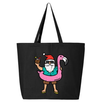 Santa On Flamingo Floatie Cute Christmas In July Xmas Summer 25L Jumbo Tote
