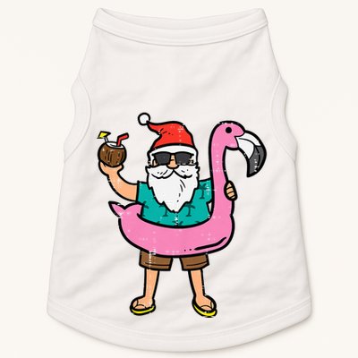 Santa On Flamingo Floatie Cute Christmas In July Xmas Summer Doggie Tank