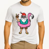 Santa On Flamingo Floatie Cute Christmas In July Xmas Summer Cooling Performance Crew T-Shirt