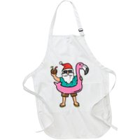 Santa On Flamingo Floatie Cute Christmas In July Xmas Summer Apron