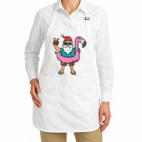 Santa On Flamingo Floatie Cute Christmas In July Xmas Summer Apron