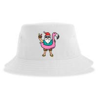 Santa On Flamingo Floatie Cute Christmas In July Xmas Summer Sustainable Bucket Hat