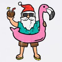 Santa On Flamingo Floatie Cute Christmas In July Xmas Summer Sustainable Bucket Hat