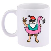 Santa On Flamingo Floatie Cute Christmas In July Xmas Summer 11oz C Handle Ceramic Mug