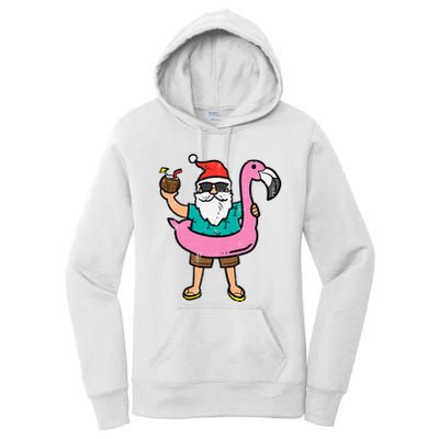Santa On Flamingo Floatie Cute Christmas In July Xmas Summer Women's Pullover Hoodie