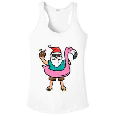 Santa On Flamingo Floatie Cute Christmas In July Xmas Summer Ladies PosiCharge Competitor Racerback Tank