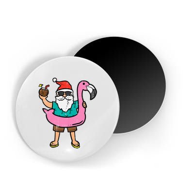 Santa On Flamingo Floatie Cute Christmas In July Xmas Summer Magnet