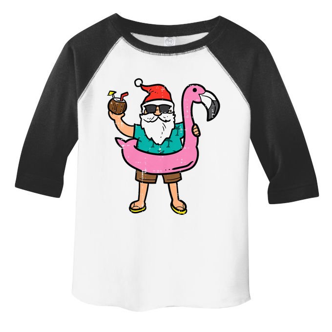 Santa On Flamingo Floatie Cute Christmas In July Xmas Summer Toddler Fine Jersey T-Shirt