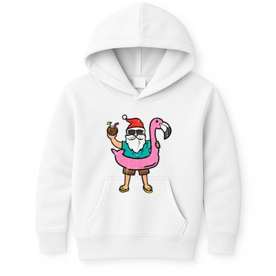 Santa On Flamingo Floatie Cute Christmas In July Xmas Summer Kids Hoodie