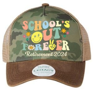 School's Out Forever Gifts Retired Teacher Retirement 2024 Legacy Tie Dye Trucker Hat