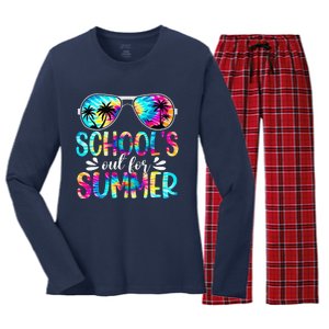 Schools Out For Summer Last Day Of School Student Teacher Women's Long Sleeve Flannel Pajama Set 