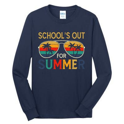 Schools Out For Summer Retro Last Day Of School Teacher Boy Tall Long Sleeve T-Shirt