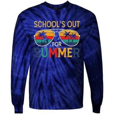 Schools Out For Summer Retro Last Day Of School Teacher Boy Tie-Dye Long Sleeve Shirt