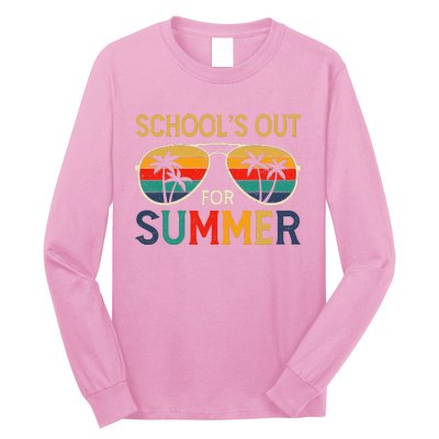 Schools Out For Summer Retro Last Day Of School Teacher Boy Long Sleeve Shirt