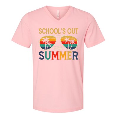 Schools Out For Summer Retro Last Day Of School Teacher Boy V-Neck T-Shirt