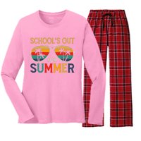 Schools Out For Summer Retro Last Day Of School Teacher Boy Women's Long Sleeve Flannel Pajama Set 